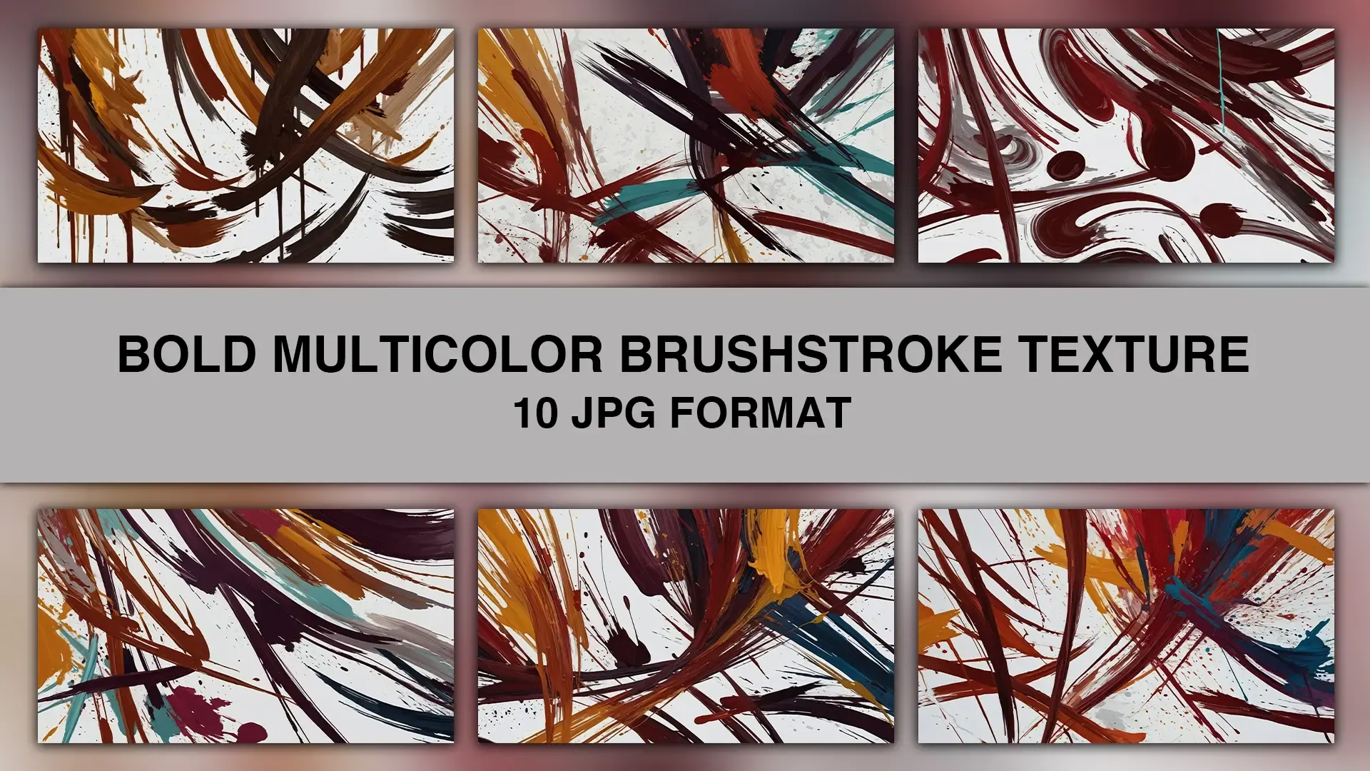 Bold Multicolor Brushstroke Texture Background Images Set